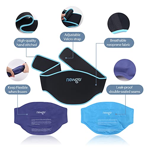 NEWGO Gel Ice Pack for Back Pain Relief, 2 Pack Hot Cold Ice Packs Belt for B...