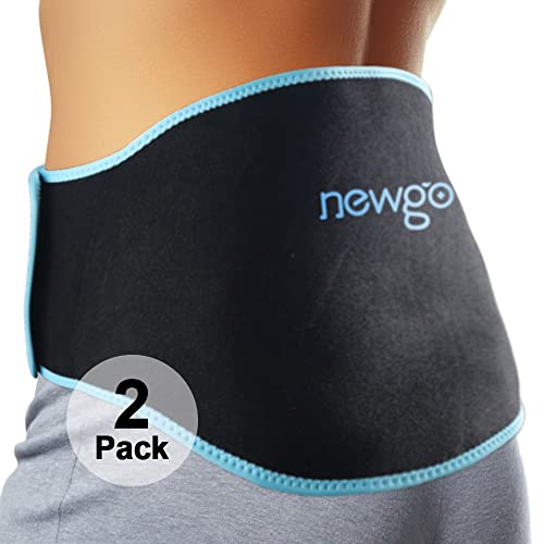 NEWGO Gel Ice Pack for Back Pain Relief, 2 Pack Hot Cold Ice Packs Belt for B...