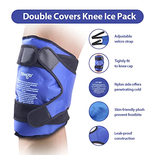 NEWGO Knee Ice Packs for Injuries, Reusable Gel Cold Pack Knee Wrap Around En...