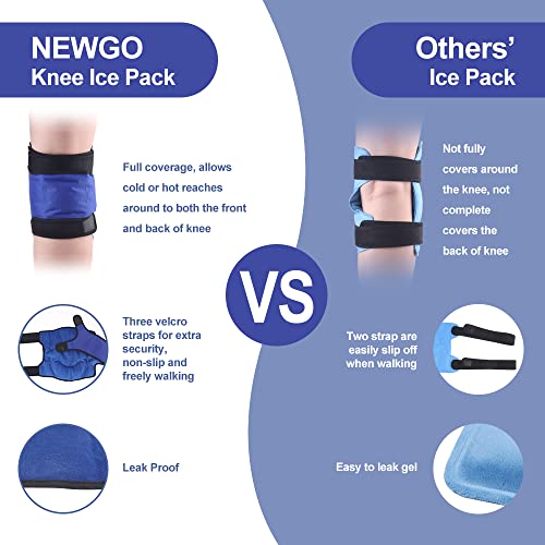 NEWGO Knee Ice Packs for Injuries, Reusable Gel Cold Pack Knee Wrap Around En...