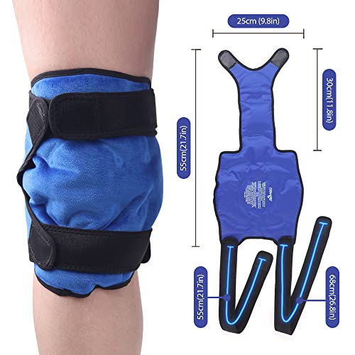 NEWGO Knee Ice Packs for Injuries, Reusable Gel Cold Pack Knee Wrap Around En...
