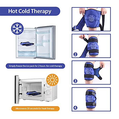 NEWGO Knee Ice Packs for Injuries, Reusable Gel Cold Pack Knee Wrap Around En...