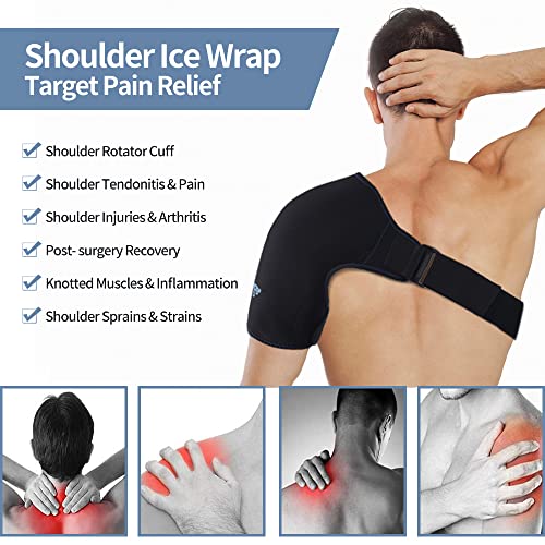 NEWGO Shoulder Ice Pack Rotator Cuff Cold Therapy, Reusable Ice Pack Wrap Sho...