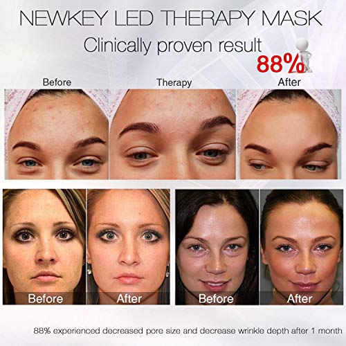 Led Face Mask Light Therapy, NEWKEY 7 Led Light Therapy Facial Skin Care Mask...