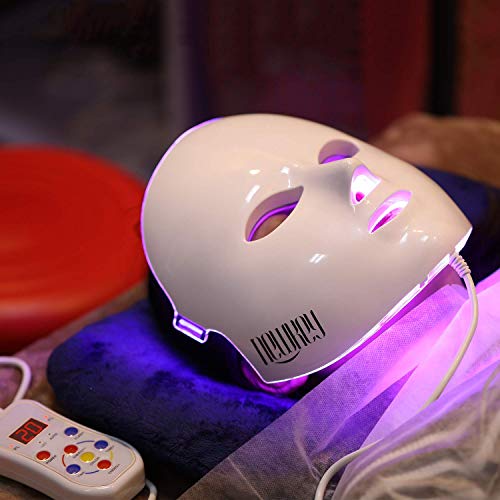 Led Face Mask Light Therapy, NEWKEY 7 Led Light Therapy Facial Skin Care Mask...