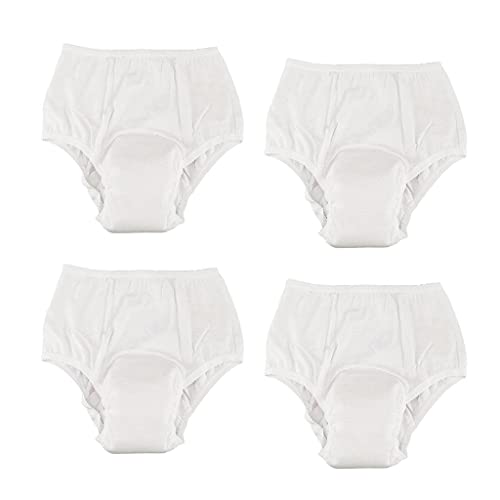 Newmind 4 Pcs Washable Absorbency Incontinence Aid Cotton Underwear Briefs Wo...