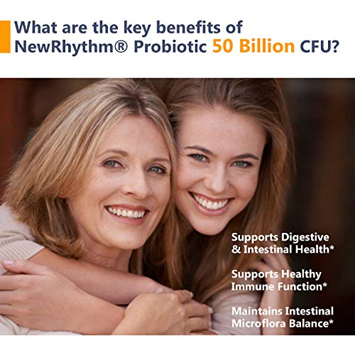 NewRhythm Probiotics 50 Billion CFU 20 Strains, 60 Veggie Capsules, Targeted ...