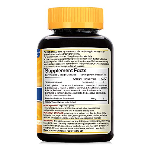 NewRhythm Probiotics 50 Billion CFU 20 Strains, 60 Veggie Capsules, Targeted ...
