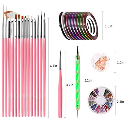 Newthinking Nail Design Kit, 47 PCS Nail Art Kit with Gel Nail Art Brushes Se...