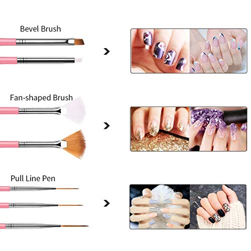 Newthinking Nail Design Kit, 47 PCS Nail Art Kit with Gel Nail Art Brushes Se...
