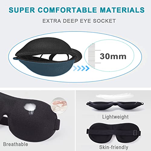 Sleep Mask, Blackout 3D Contoured Sleeping Eye Mask, Upgraded Eyelash Friendl...