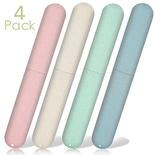 4 Pack Travel Toothbrush Case, NEXCURIO Portable Breathable Toothbrush Holder...