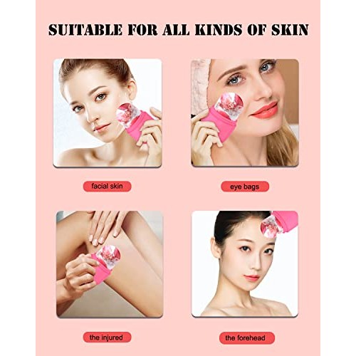2 PCS Ice Roller for Face and Eye, Silicone Ice Mold Face Massage, Reusable F...