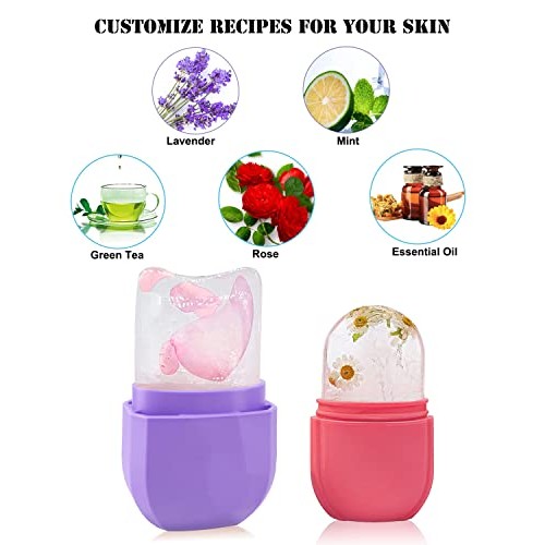 2 PCS Ice Roller for Face and Eye, Silicone Ice Mold Face Massage, Reusable F...