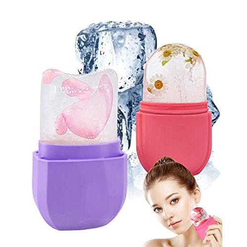 2 PCS Ice Roller for Face and Eye, Silicone Ice Mold Face Massage, Reusable F...
