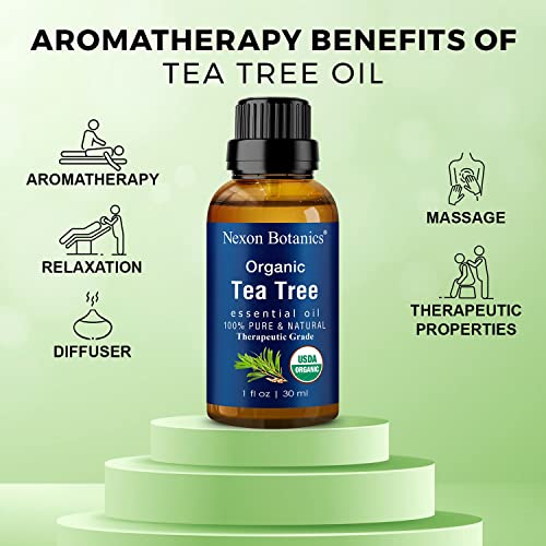 Organic Tea Tree Oil 30 ml - 100% Natural, Pure Tea Tree Essential Oil for Ha...