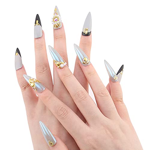 Nibiru Gold Metal Nail Art Studs Kit, 4000PCS 3D Metal Nail Art Jewelry Decor...