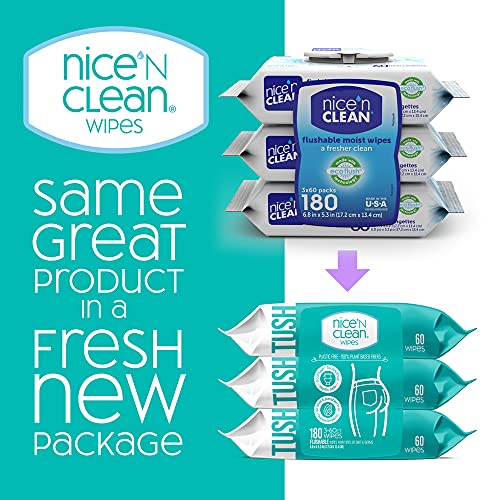 Nice 'N Clean Flushable Moist Wipes, 60 Count (Pack of 3)