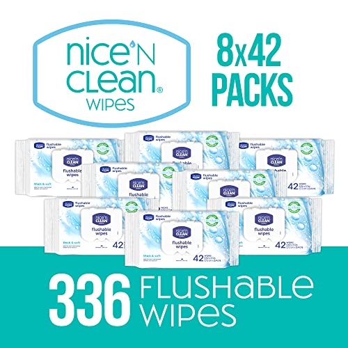 Nice 'N Clean Moist Flushable Wipes | Infused Aloe & Vitamin E | 42 Wipes (Pa...