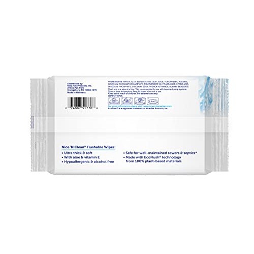 Nice 'N Clean Moist Flushable Wipes | Infused Aloe & Vitamin E | 42 Wipes (Pa...