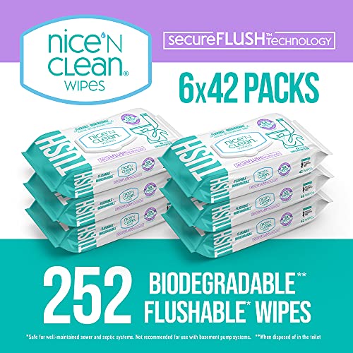 Nice 'N Clean SecureFLUSH Flushable Wipes 100% Biodegradable, Moist Toilet Ti...