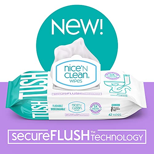 Nice 'N Clean SecureFLUSH Flushable Wipes 100% Biodegradable, Moist Toilet Ti...