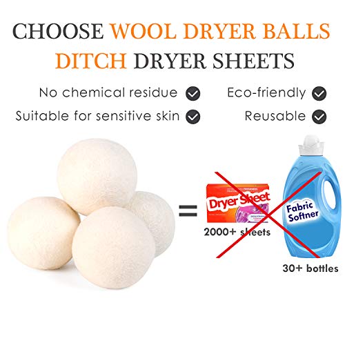 Wool Dryer Balls XL, Handmade Organic Dryer Balls Laundry Reusable Natural Fa...