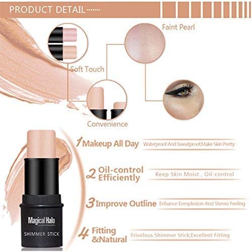 Highlighter Stick, NICEFACE Shimmer Cream Powder Waterproof Light Face Cosmet...