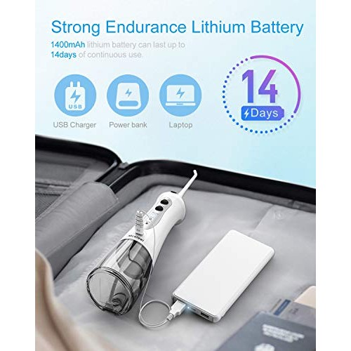 Cordless Water Flosser, Nicefeel 300ML USB Rechargeable and Portable Oral Irr...