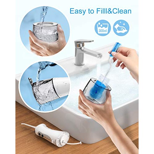Cordless Water Flosser, Nicefeel 300ML USB Rechargeable and Portable Oral Irr...