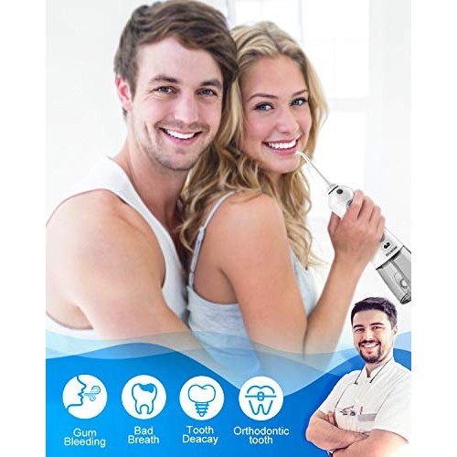 Cordless Water Flosser, Nicefeel 300ML USB Rechargeable and Portable Oral Irr...