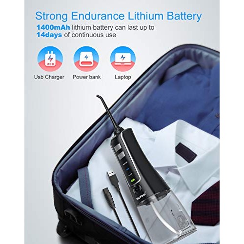 Cordless Water Flosser Teeth Cleaner, Nicefeel 300ML USB Rechargable Portable...