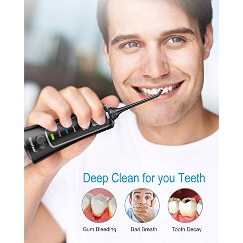 Cordless Water Flosser Teeth Cleaner, Nicefeel 300ML USB Rechargable Portable...