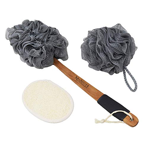 Nicer Concepts Exfoliating Loofah Back Scrubber and Loofah Set - Includes Loo...