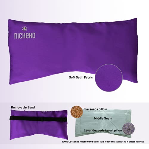 Nicheko Lavender Eye Pillow – 5x10 inches with Flaxseeds & Lavender. Washable...