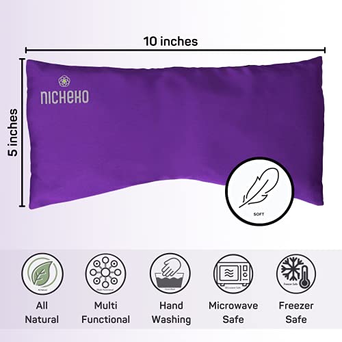 Nicheko Lavender Eye Pillow – 5x10 inches with Flaxseeds & Lavender. Washable...