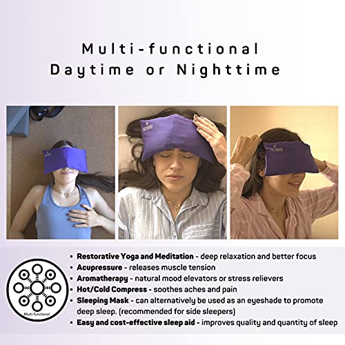 Nicheko Lavender Eye Pillow – 5x10 inches with Flaxseeds & Lavender. Washable...