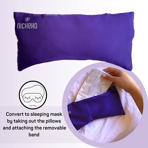 Nicheko Lavender Eye Pillow – 5x10 inches with Flaxseeds & Lavender. Washable...