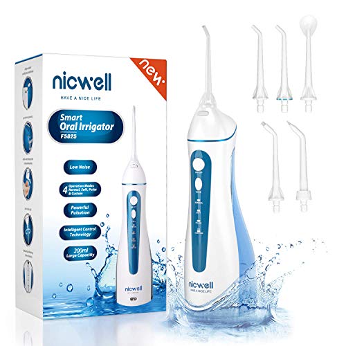 Water Dental Flosser Cordless for Teeth - Nicwell 4 Modes Dental Oral Irrigat...