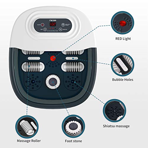 Foot Spa Bath Massager with Heat, Bubbles, Vibration and Red Light,4 Massage ...