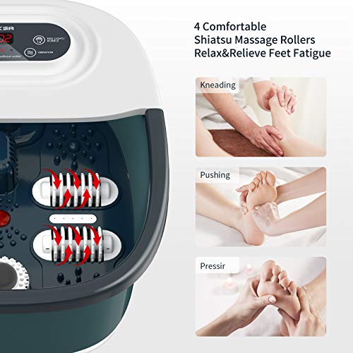Foot Spa Bath Massager with Heat, Bubbles, Vibration and Red Light,4 Massage ...