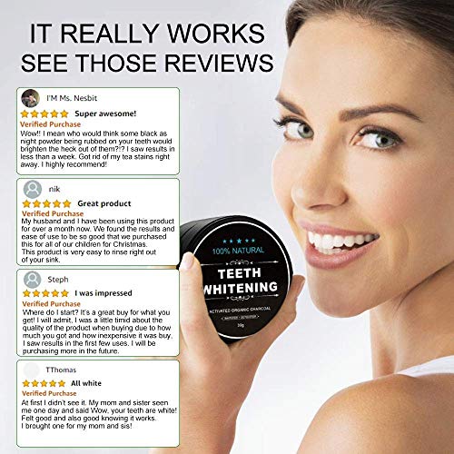 Activated Charcoal Teeth Whitening Powder Natural Coconut Teeth Whitener 2.1 ...