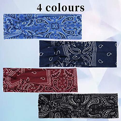 Boho Headbands for Women Vintage Floral Style Head Bands Stretchy Knotted Hai...