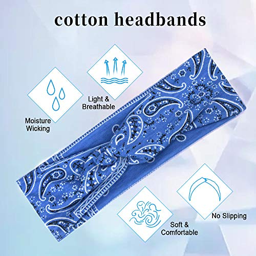 Boho Headbands for Women Vintage Floral Style Head Bands Stretchy Knotted Hai...