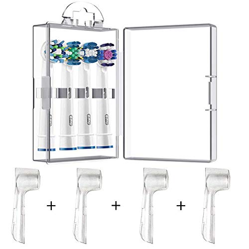 4 Packs Hygienic Protective Cover + 1 Electric Toothbrush Heads Storage Case ...