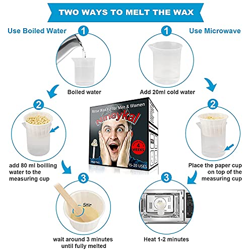 Nose Wax Kit 100g,30 Applicator, 15-20 USES,10 After Wax Wipes,10 Spatulas & ...