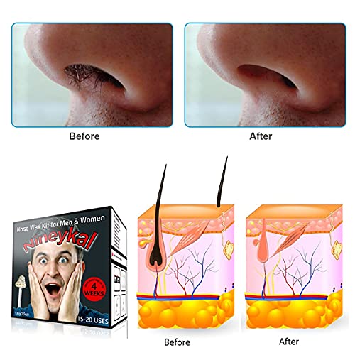 Nose Wax Kit 100g,30 Applicator, 15-20 USES,10 After Wax Wipes,10 Spatulas & ...