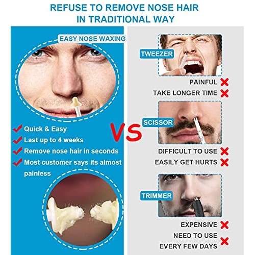 Nose Wax Kit 100g,30 Applicator, 15-20 USES,10 After Wax Wipes,10 Spatulas & ...