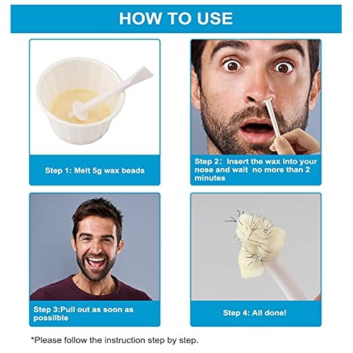 Nose Wax Kit 100g,30 Applicator, 15-20 USES,10 After Wax Wipes,10 Spatulas & ...