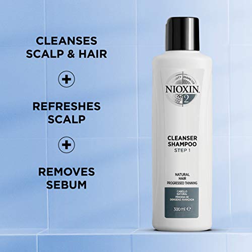Nioxin System 2 Cleanser Shampoo, Natural Hair with Progressed Thinning, 16.9 oz